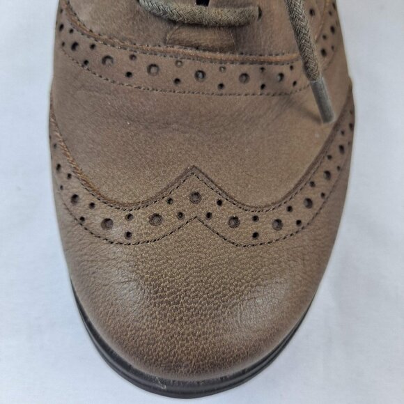 Arturoo Chiang Size 7M Olive Green/Brown Leather Lace Up Wingtip Loafer NWT - Picture 8 of 14